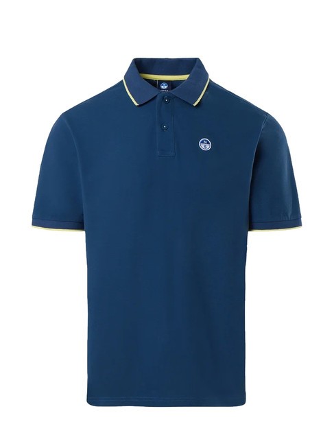 COLLAR STRIPED Polo &agrave; manches courtes en coton jean fonc&eacute; - chemise polo