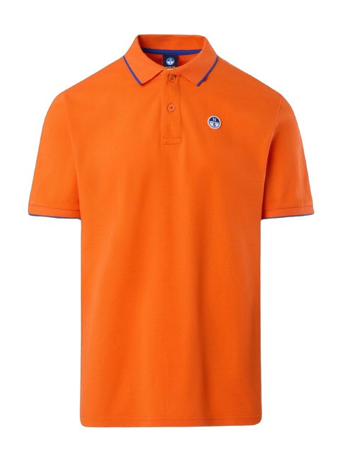 COLLAR STRIPED Polo &agrave; manches courtes en coton orange flamme - chemise polo