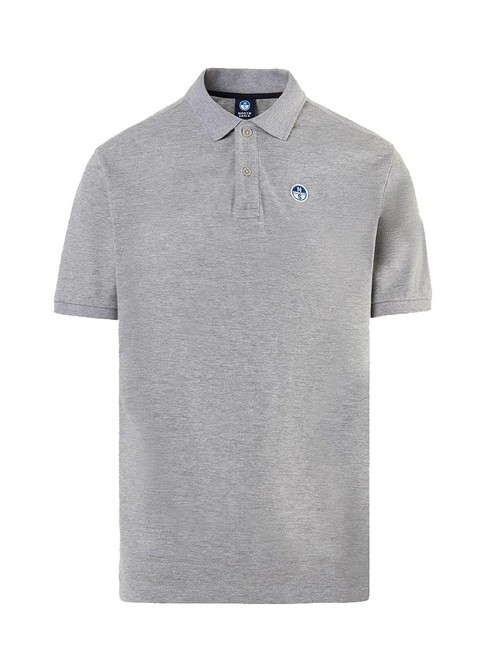 BASIC Polo &agrave; manches courtes en coton gris m&eacute;lang&eacute; - chemise polo