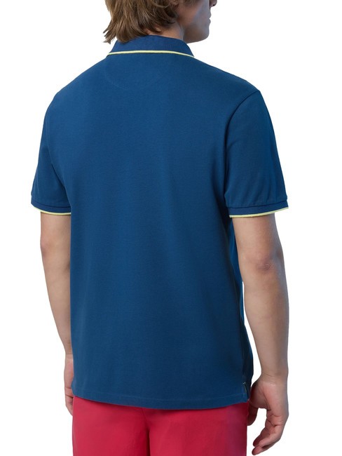 COLLAR STRIPED Polo &agrave; manches courtes en coton jean fonc&eacute; - chemise polo