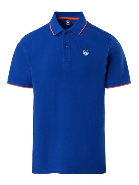 COLLAR STRIPED Polo à manches courtes en coton surf bleu - chemise polo