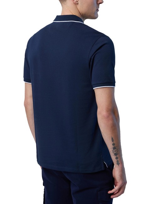 COLLAR STRIPED Polo &agrave; manches courtes en coton bleu marine - chemise polo