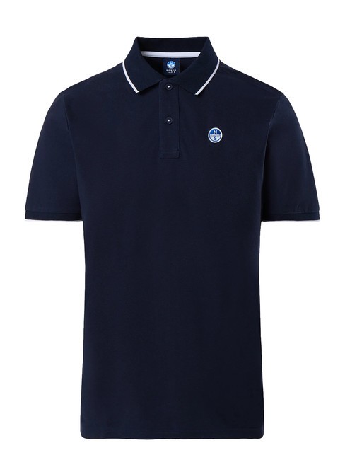 COLLAR STRIPED Polo &agrave; manches courtes en coton bleu marine - chemise polo