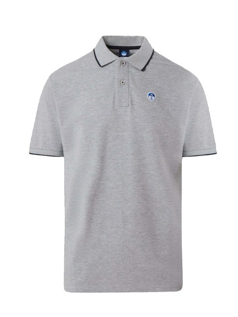 COLLAR STRIPED Polo à manches courtes en coton gris mélangé - chemise polo