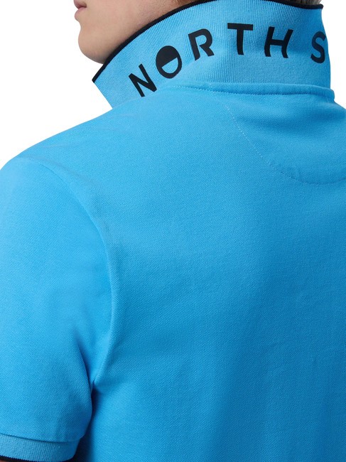 COLLAR STRIPED Polo à manches courtes en coton bleu ciel - chemise polo