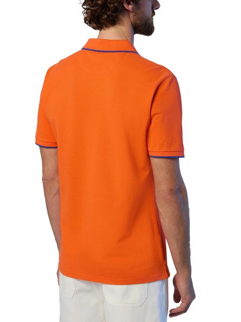 COLLAR STRIPED Polo &agrave; manches courtes en coton orange flamme - chemise polo