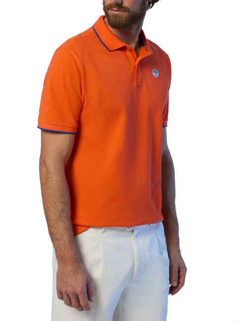 COLLAR STRIPED Polo &agrave; manches courtes en coton orange flamme - chemise polo