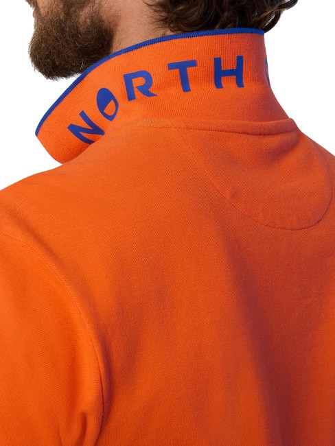 COLLAR STRIPED Polo &agrave; manches courtes en coton orange flamme - chemise polo