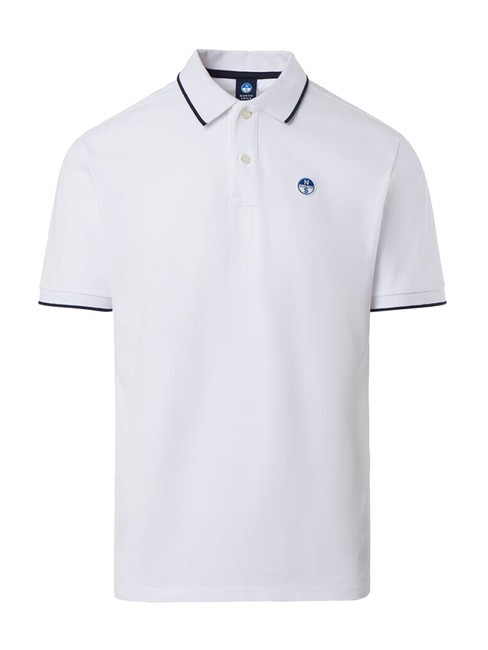 COLLAR STRIPED Polo &agrave; manches courtes en coton blanc - chemise polo