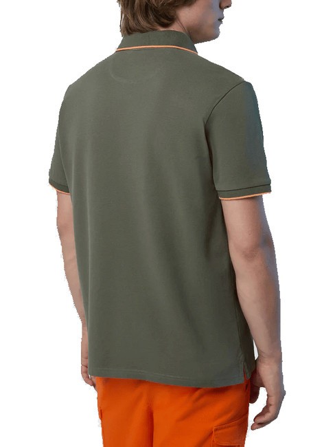 COLLAR STRIPED Polo à manches courtes en coton olives poussiéreuses - chemise polo