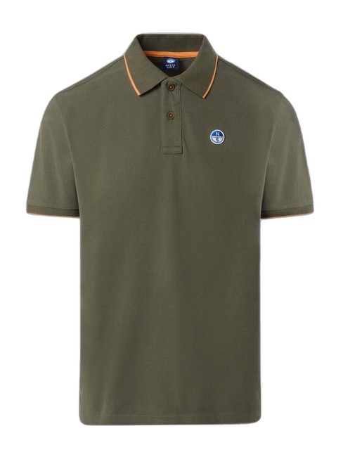 COLLAR STRIPED Polo à manches courtes en coton olives poussiéreuses - chemise polo