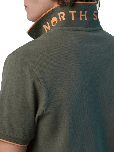 COLLAR STRIPED Polo à manches courtes en coton olives poussiéreuses - chemise polo