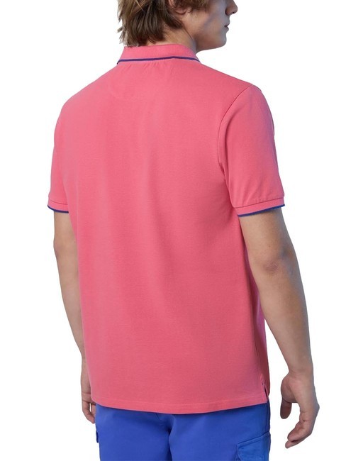 COLLAR STRIPED Polo &agrave; manches courtes en coton corail calypso - chemise polo