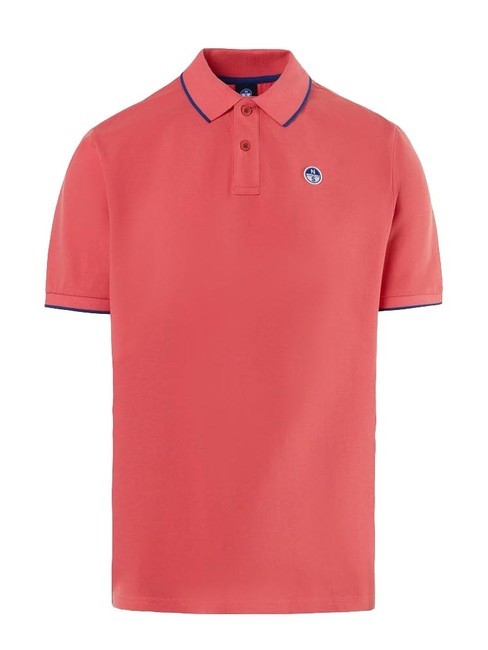 COLLAR STRIPED Polo à manches courtes en coton corail calypso - chemise polo