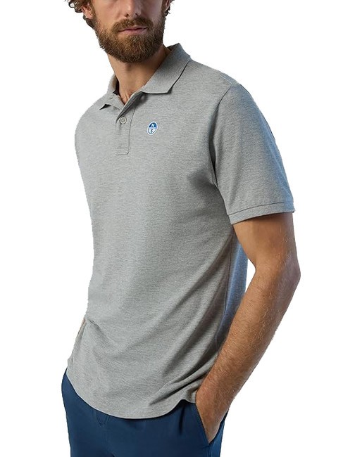 BASIC Polo à manches courtes en coton gris mélangé - chemise polo