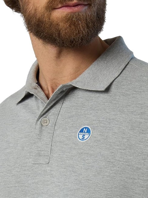 BASIC Polo à manches courtes en coton gris mélangé - chemise polo