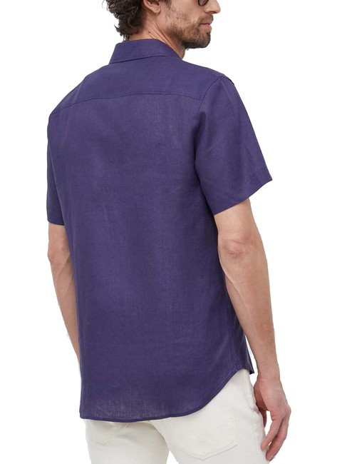 N|S Chemise en lin à manches courtes bleu marine - Chemises pour hommes