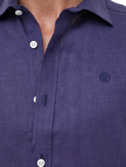 N|S Chemise en lin à manches courtes bleu marine - Chemises pour hommes