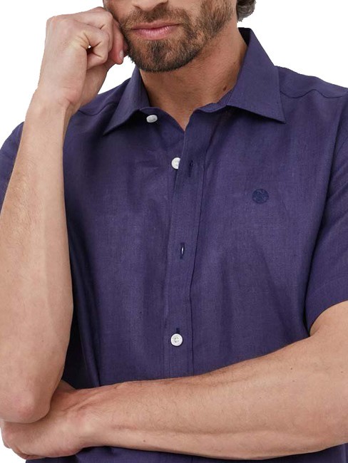 N|S Chemise en lin &agrave; manches courtes bleu marine - Chemises pour hommes