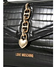 LOVE MOSCHINO SHINY CROCO Sac à main, avec bandoulière Noir - Sacs pour Femme - 3
