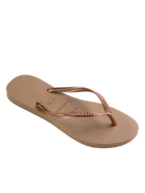 SLIM LOGO Tongs rose / or - Chaussures Femme