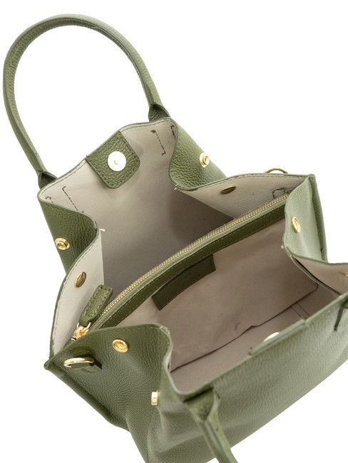 ALICE Sac à main en cuir avec bandoulière olive - Sacs pour Femme