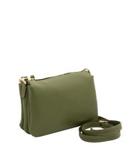 LESAC SIMONA Sac porté épaule en cuir Tris Dollar olive - Sacs pour Femme - 2
