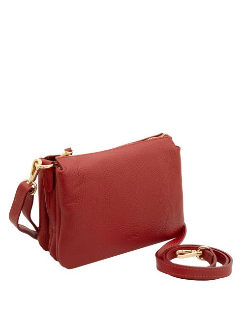 SIMONA Sac porté épaule en cuir Tris Dollar rouge - Sacs pour Femme