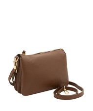 LESAC SIMONA Sac porté épaule en cuir Tris Dollar brûlé - Sacs pour Femme - 2