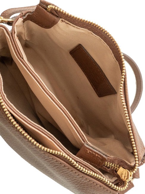 SIMONA Sac porté épaule en cuir Tris Dollar brûlé - Sacs pour Femme