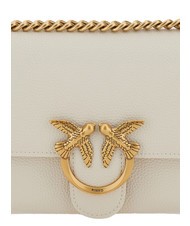 PINKO LOVE SOFT MINI Sac port&eacute; &eacute;paule/crois&eacute; blanc de soie-or antique - Sacs pour Femme - 4