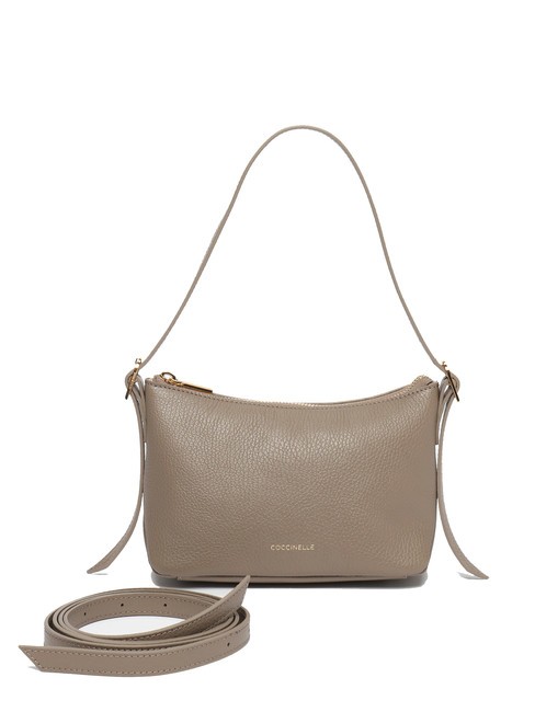 CHERRY Petit sac bandoulière en cuir taupe chaud - Sacs pour Femme