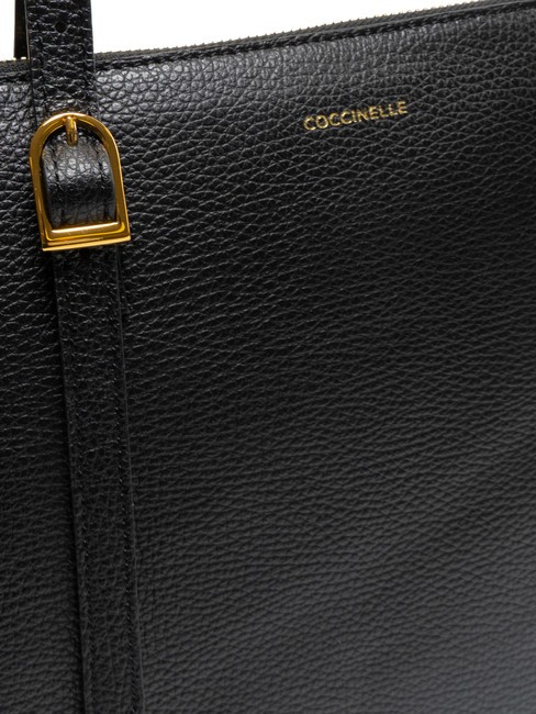 CHERRY Sac cabas port&eacute; &eacute;paule en cuir martel&eacute; Noir - Sacs pour Femme