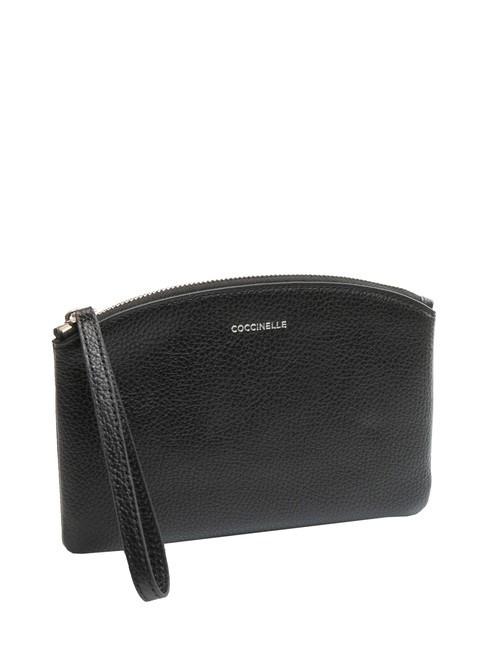 ROUNDED ENVELOPE Pochette en cuir avec manchette Noir - Sacs pour Femme