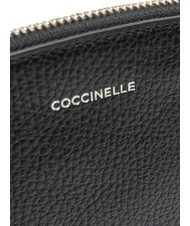COCCINELLE ROUNDED ENVELOPE Pochette en cuir avec manchette Noir - Sacs pour Femme - 4