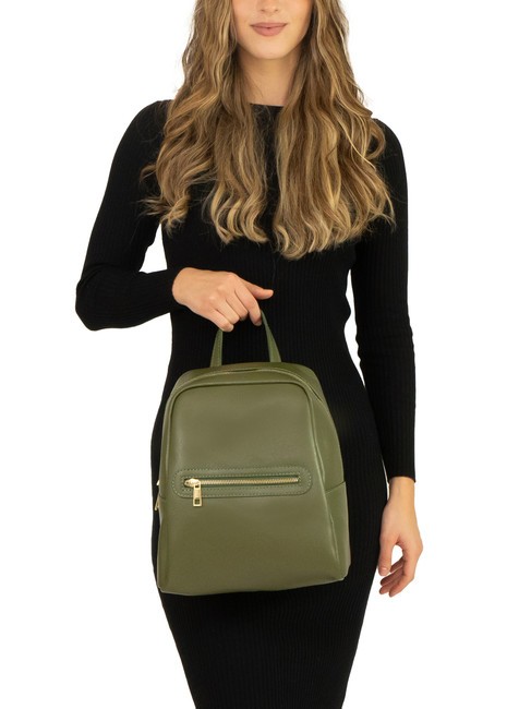 GELSO Sac à dos en cuir olive - Sacs pour Femme