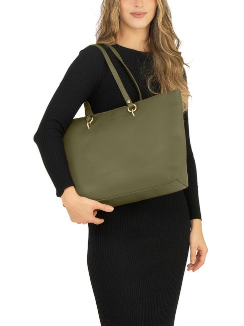 VIOLA  Sac cabas en cuir olive - Sacs pour Femme