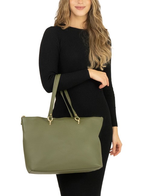 VIOLA  Sac cabas en cuir olive - Sacs pour Femme