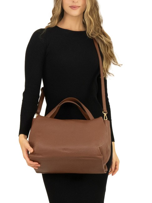 FRESIA Sac &agrave; main, avec bandouli&egrave;re, en cuir br&ucirc;l&eacute; - Sacs pour Femme