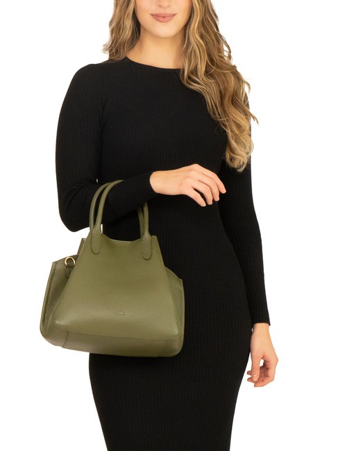 ALICE Sac à main en cuir avec bandoulière olive - Sacs pour Femme