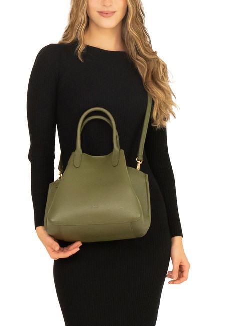 ALICE Sac à main en cuir avec bandoulière olive - Sacs pour Femme