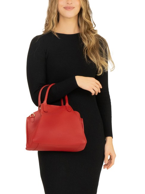 ALICE Sac à main en cuir avec bandoulière rouge - Sacs pour Femme