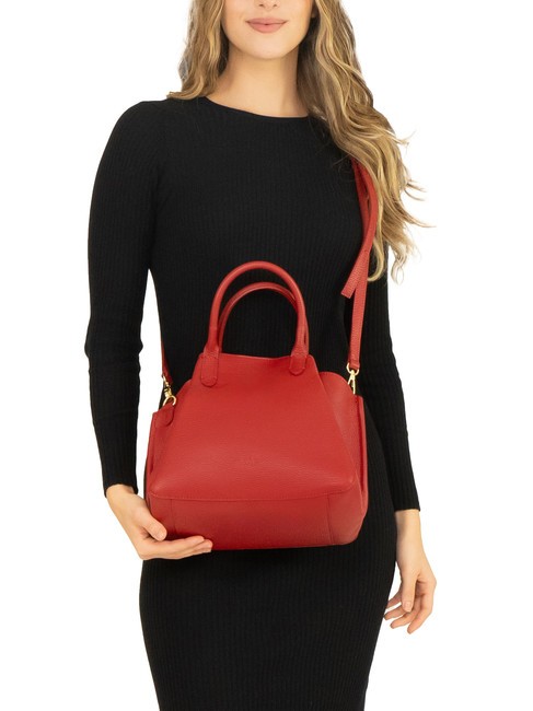 ALICE Sac à main en cuir avec bandoulière rouge - Sacs pour Femme