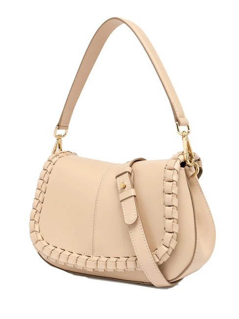 HELENA ROUND Sac en cuir &agrave; rabat cr&egrave;me - Sacs pour Femme