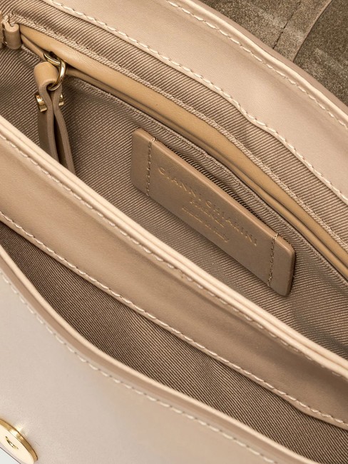 HELENA ROUND Sac en cuir &agrave; rabat cr&egrave;me - Sacs pour Femme