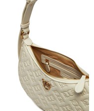 PINKO HALF MOON MINI  Sac bandouli&egrave;re, en cuir blanc de soie-or antique - Sacs pour Femme - 4