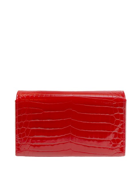 SHINY CROCO Pochette avec bandouli&egrave;re en m&eacute;tal ROUGE - Sacs pour Femme
