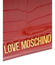 LOVE MOSCHINO SHINY CROCO Pochette avec bandouli&egrave;re en m&eacute;tal ROUGE - Sacs pour Femme - 3