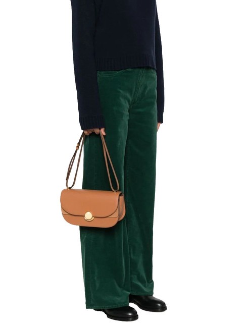 SFERA Sac bandouli&egrave;re en cuir &agrave; rabat Brandy - Sacs pour Femme