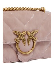 PINKO LOVE ONE MINI Mini sac en croûte de cuir poudre-or antique - Sacs pour Femme - 3